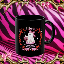 Load image into Gallery viewer, Libra Halloween Ghost Black Mug (11oz)