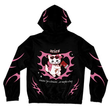 Load image into Gallery viewer, Aries Kitty Cat Women’s Zip Up Hoodie