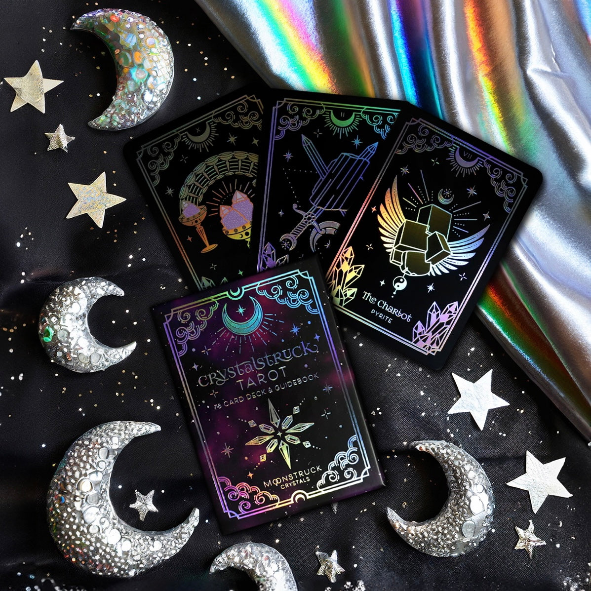 holographic tarot cards SILVER Crystalstruck Tarot© Card Deck (Limited Edition) – Moonstruck /  Kittens Give Stitches