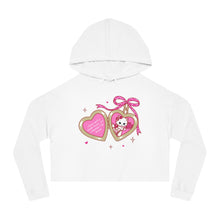 Load image into Gallery viewer, Kitty Cat Heart Locket Women’s Cropped Hooded Sweatshirt