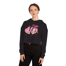 Load image into Gallery viewer, Kitty Cat Heart Locket Women’s Cropped Hooded Sweatshirt