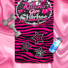 Load image into Gallery viewer, Kittens Give Stitches Pink Zebra Rubber Yoga Mat
