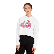 Load image into Gallery viewer, Kitty Cat Heart Locket Women’s Cropped Hooded Sweatshirt