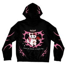 Load image into Gallery viewer, Aries Kitty Cat Women’s Zip Up Hoodie