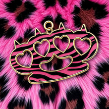 Load image into Gallery viewer, PREORDER ♡ Pink Zebra Print Brass Knuckles Pendant Charm