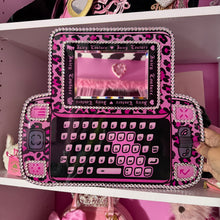 Load image into Gallery viewer, Handmade Bedazzled Pink Leopard Juicy Sidekick Phone Mirror Wall Decor