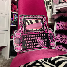Load image into Gallery viewer, Handmade Bedazzled Pink Leopard Juicy Sidekick Phone Mirror Wall Decor