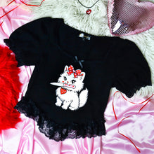 Load image into Gallery viewer, I Cut U Kitty Cat Puff Sleeve Top