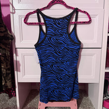 Load image into Gallery viewer, bite me kitty cat blue zebra tank top Large
