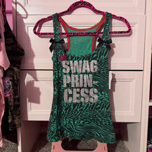 Load image into Gallery viewer, swag princess teal zebra leopard tank top Medium
