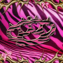 Load image into Gallery viewer, PREORDER ♡ Pink Zebra Print Brass Knuckles Pendant Charm
