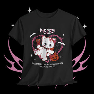 Pisces Halloween Kitty Cat Unisex Short Sleeve Tee