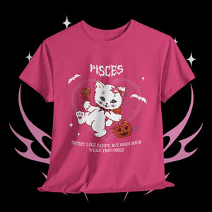 Pisces Halloween Kitty Cat Unisex Short Sleeve Tee