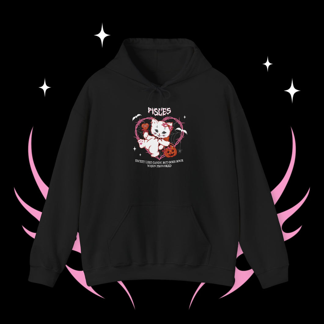 Pisces Halloween Kitty Cat Unisex Hoodie