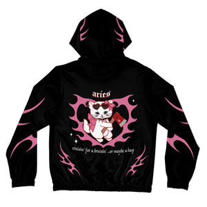 Aries Kitty Cat Women’s Zip Up Hoodie