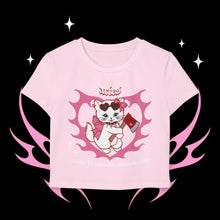 Load image into Gallery viewer, Aries Kitty Cat Women&#39;s Baby Tee
