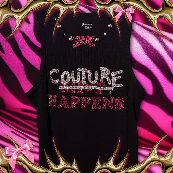 couture happens black tank top