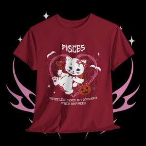 Pisces Halloween Kitty Cat Unisex Short Sleeve Tee