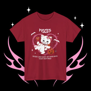 Pisces Halloween Kitty Cat Unisex Short Sleeve Tee