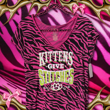 Load image into Gallery viewer, kittens give stitches pink zebra shirt top
