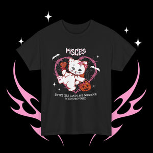 Pisces Halloween Kitty Cat Unisex Short Sleeve Tee