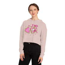 Load image into Gallery viewer, Kitty Cat Heart Locket Women’s Cropped Hooded Sweatshirt
