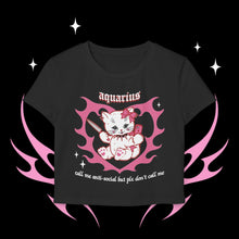 Load image into Gallery viewer, Aquarius Kitty Cat Women&#39;s Baby Tee
