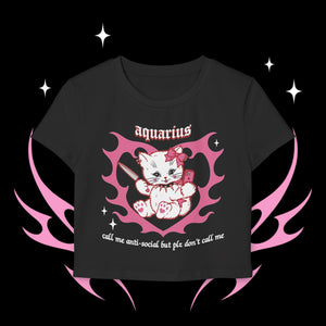 Aquarius Kitty Cat Women's Baby Tee