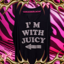 Load image into Gallery viewer, i’m with juicy v neck black tank top XL
