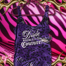 Load image into Gallery viewer, dude where’s the couture purple zebra tank top
