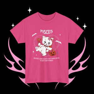 Pisces Halloween Kitty Cat Unisex Short Sleeve Tee