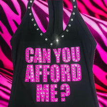 Load image into Gallery viewer, CUSTOM PHRASE bedazzled black tank top
