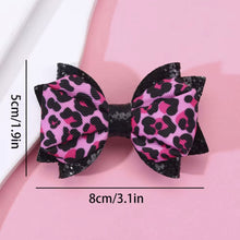 Load image into Gallery viewer, Pink Leopard Print Bow Hair Clips (Set of 2)
