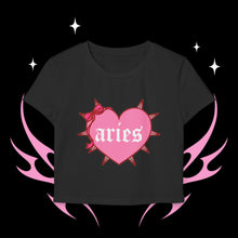 Load image into Gallery viewer, Aries Spike Heart Women&#39;s Baby Tee
