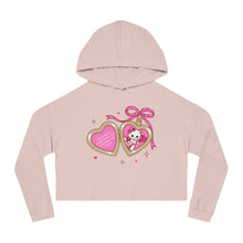 Load image into Gallery viewer, Kitty Cat Heart Locket Women’s Cropped Hooded Sweatshirt
