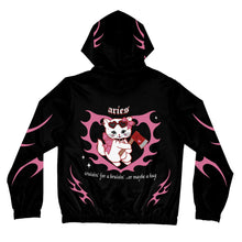 Load image into Gallery viewer, Aries Kitty Cat Women’s Zip Up Hoodie
