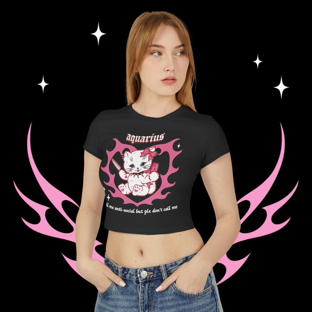 Aquarius Kitty Cat Women's Baby Tee