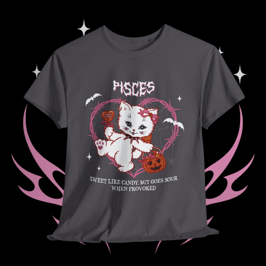 Pisces Halloween Kitty Cat Unisex Short Sleeve Tee