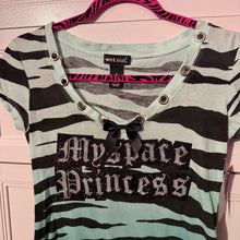 Load image into Gallery viewer, myspace princess teal blue shirt top Small

