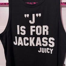 Load image into Gallery viewer, j is for jackass black tank top XL
