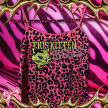 Load image into Gallery viewer, this kitten hisses pink leopard tank top Large
