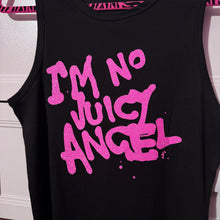 Load image into Gallery viewer, i’m no juicy angel black tank top XL
