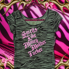 Load image into Gallery viewer, Smells like money mother fucker green zebra shirt top
