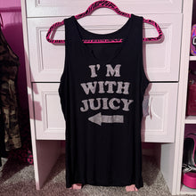 Load image into Gallery viewer, i’m with juicy v neck black tank top XL
