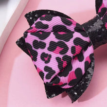 Load image into Gallery viewer, Pink Leopard Print Bow Hair Clips (Set of 2)
