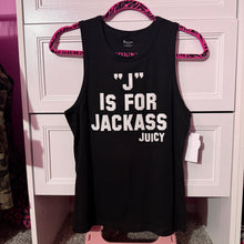 Load image into Gallery viewer, j is for jackass black tank top XL
