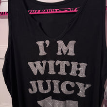Load image into Gallery viewer, i’m with juicy v neck black tank top XL

