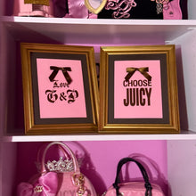 Load image into Gallery viewer, juicy inspired choose juicy / love g&amp;p shopping bag designs gold frame wall decor (SET of 2)
