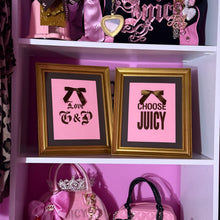 Load image into Gallery viewer, juicy inspired choose juicy / love g&amp;p shopping bag designs gold frame wall decor (SET of 2)
