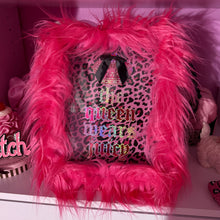 Load image into Gallery viewer, juicy inspired queen wears juicy pink faux fur frame wall decor
